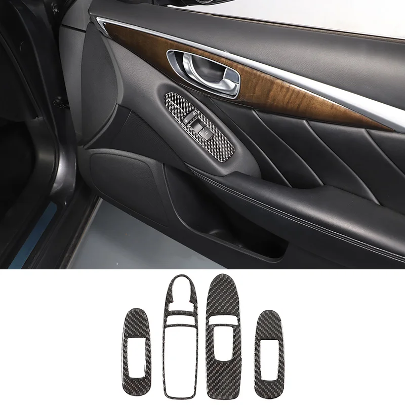 

For Infiniti Q50 Q50L 2015-2022 Soft Carbon Fiber Auto Glass Lifting Frame Decorative Sticker Interior Accessories