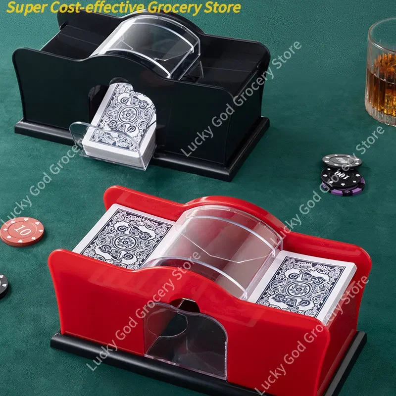 Mélangeur de cartes manuel rouge/noir, 2 ponts avec manivelle, batteur de cartes pour Blackjack, UNO, Poker, Machine de revendeur de cartes à jouer