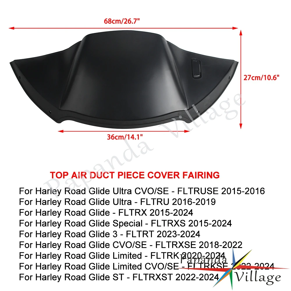 Black Motorcycle Front Inner Fairing Air Duct Cover Fairings For Harley Road Glide CVO/SE FLTRXSE 3 FLTRT FLTRXS Special FLTRXS