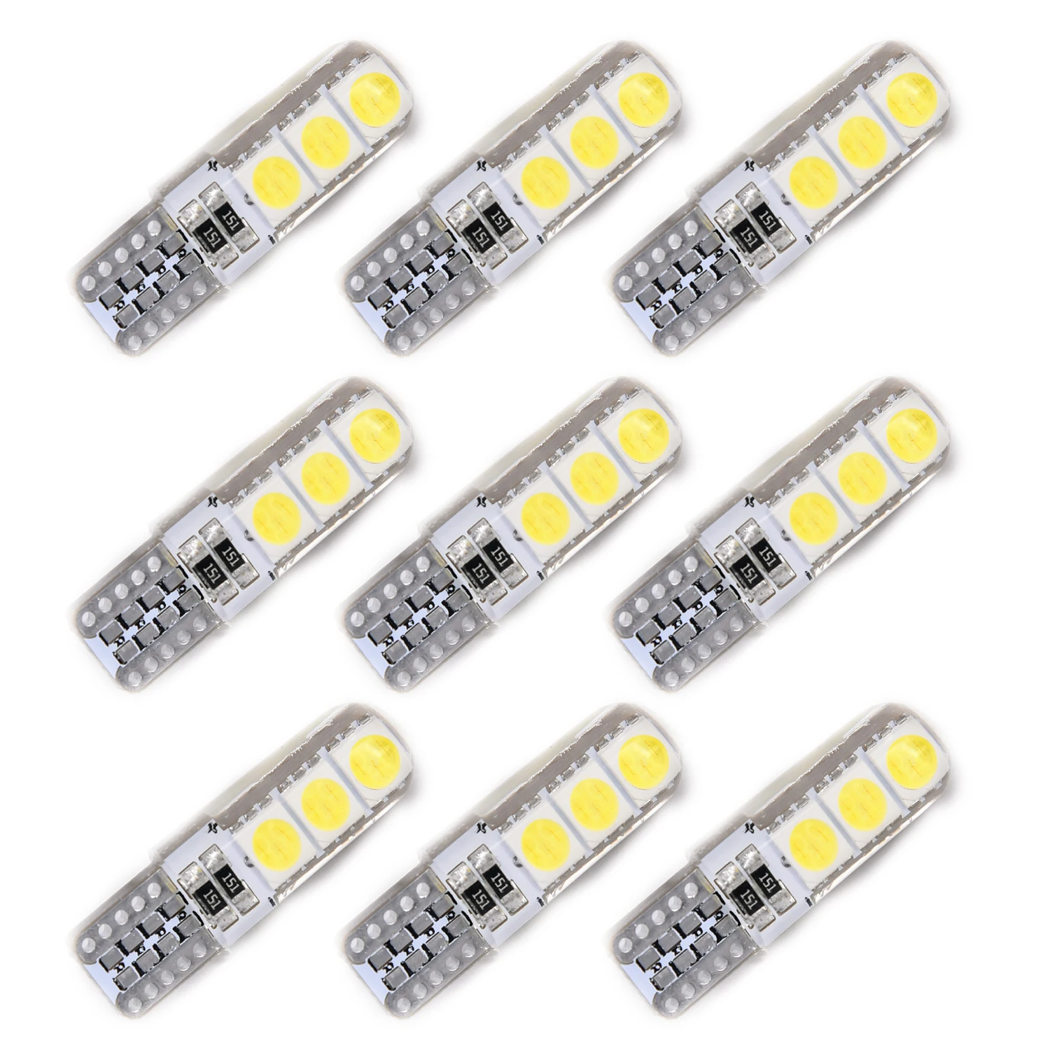 쉘 웨지 캔버스 LED 실리콘 조명, 백색 12V DC 번호판, 10 개, 194 W5W-5050-6SMD 하이 퀄리티