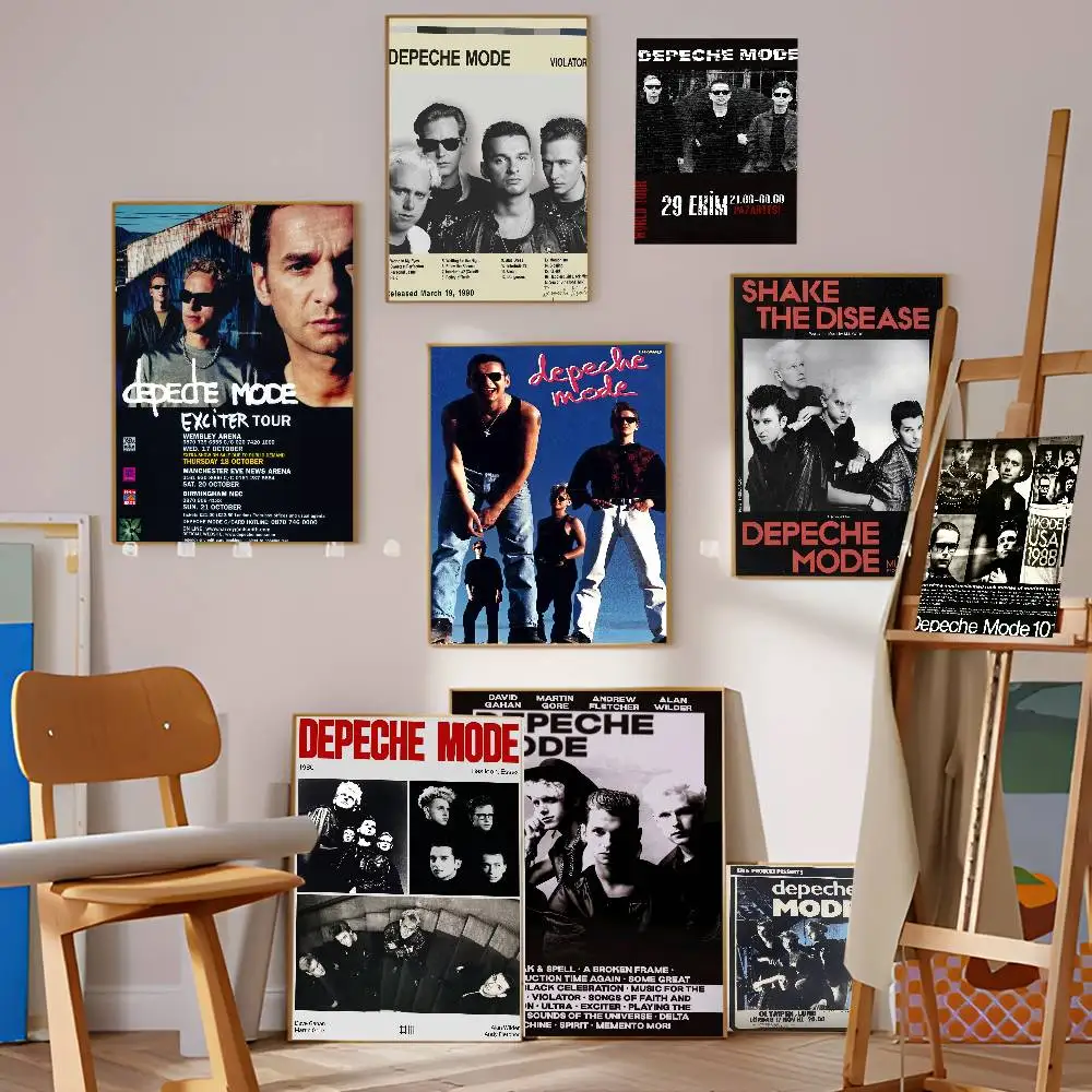D-Depeche Mode Vintage Posters Sticky Retro Kraft Paper Sticker DIY Room Bar Cafe Kawaii Room Decor
