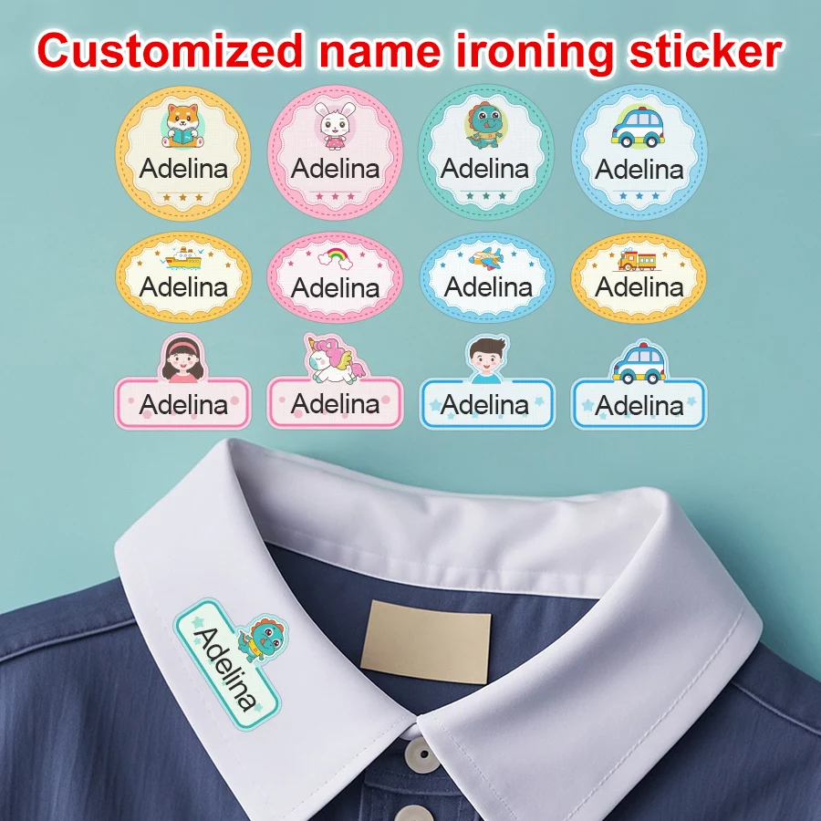 Customized Ironing Clothes various shapes Stickers baby Name Safty tags Kindergarten Waterproof versatile for ironing or sewing