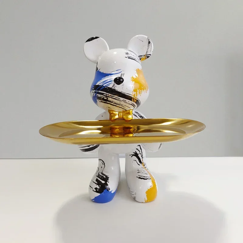 21 cm Graffiti Bär Ornament Figur Dekoration Tier Statue Schlüssel Lagerung Regal Moderne Zimmer Skulptur Tisch Dekor Geschenk – Detail 5