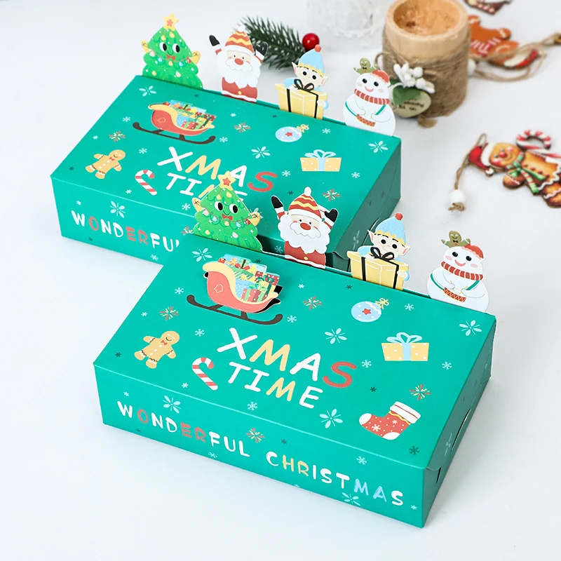 

10Pcs Christmas Candy Boxes Cartoon Santa Claus Gift Box Kids Favors Cookie Snack Packaging Box Xmas New Year Navidad Noel Decor