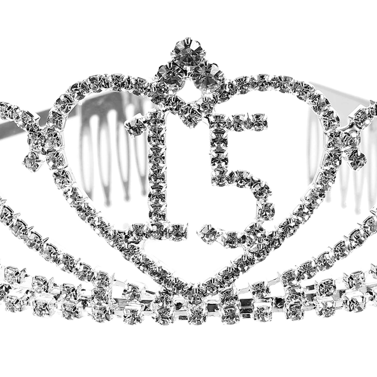 

2PCS Rhinestone Crown Birthday Party Headdress Silver Crystal Tiara Durable Lightweight Photography Accessory Elegant Design