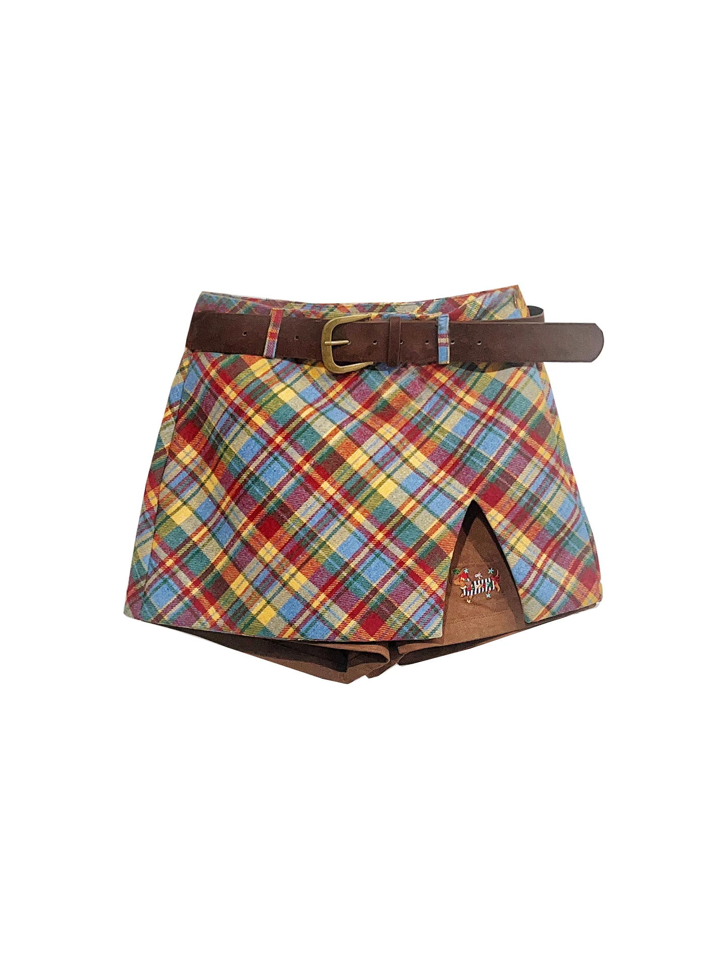 Retro Amerikanischen Plaid Rock Hohe Taille Abnehmen frauen Frühling Herbst Faion Anti-Licht ort Rock Sattel Hund Split