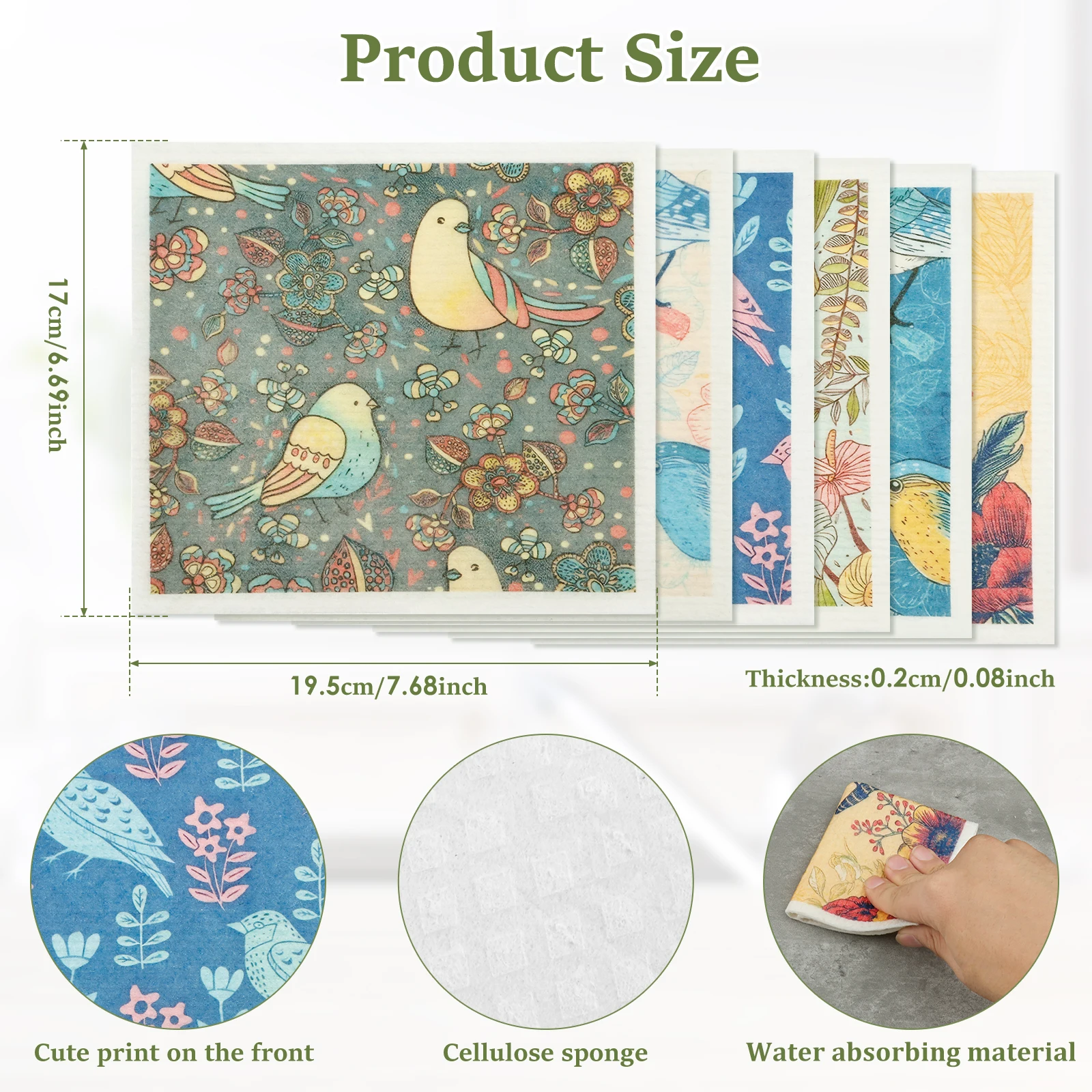 Kitchen Cleaning Cloths Dish Towels Cellulose Cotton Cleaning Cloths Absorbent Swedish Rags Soft Reusable Wet Dry Dishcloths view 2