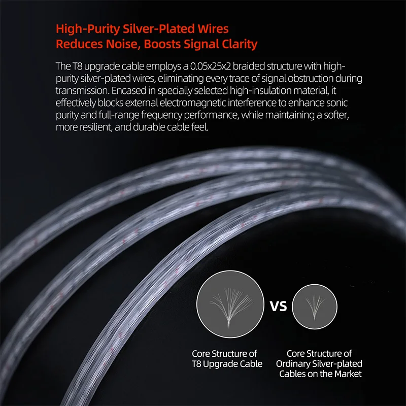 KZ T8 câble de mise à niveau 8 vitesses réglage électronique câbles OFC plaqués argent broche 0.78mm prise 3.5mm ligne QDC pour EDX Pro AS16 Pro PRX