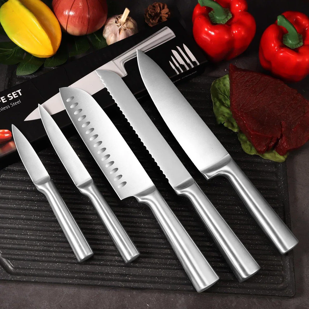 Professional kitchen accessory knives, 5-piece set of kitchen knives, high-quality stainless steel handle Japanese chef knives