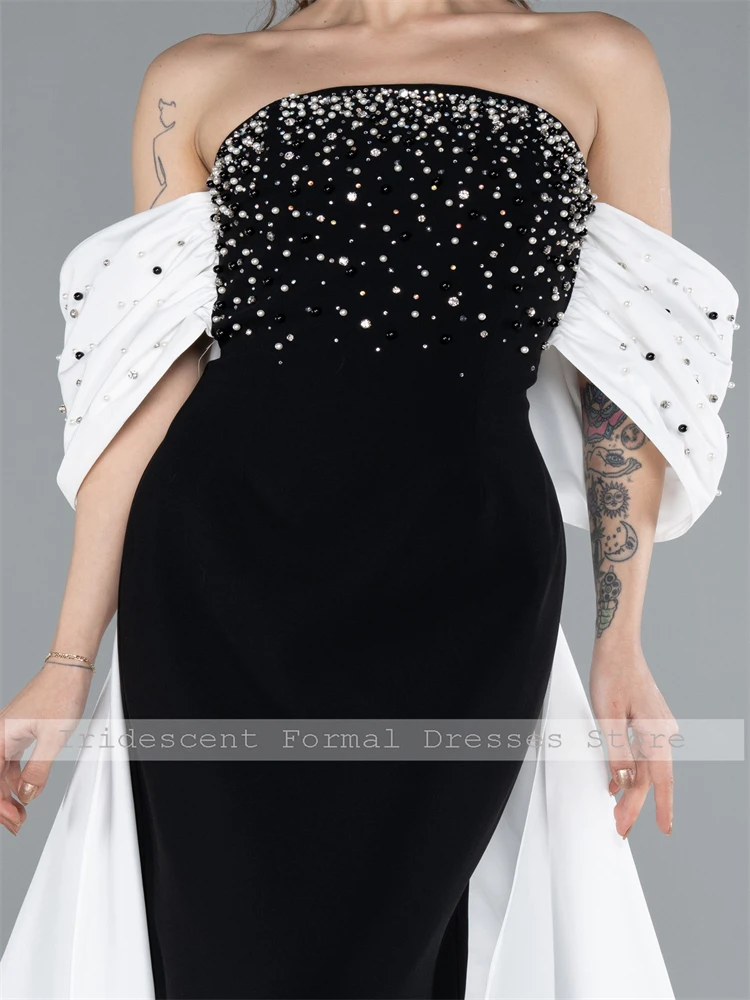 Perlenbesetzte Luxus-Abendkleider für Hochzeitsgäste, elegantes Ballkleid für formelle Partys, schwarze bodenlange Cocktailkleider, Midi