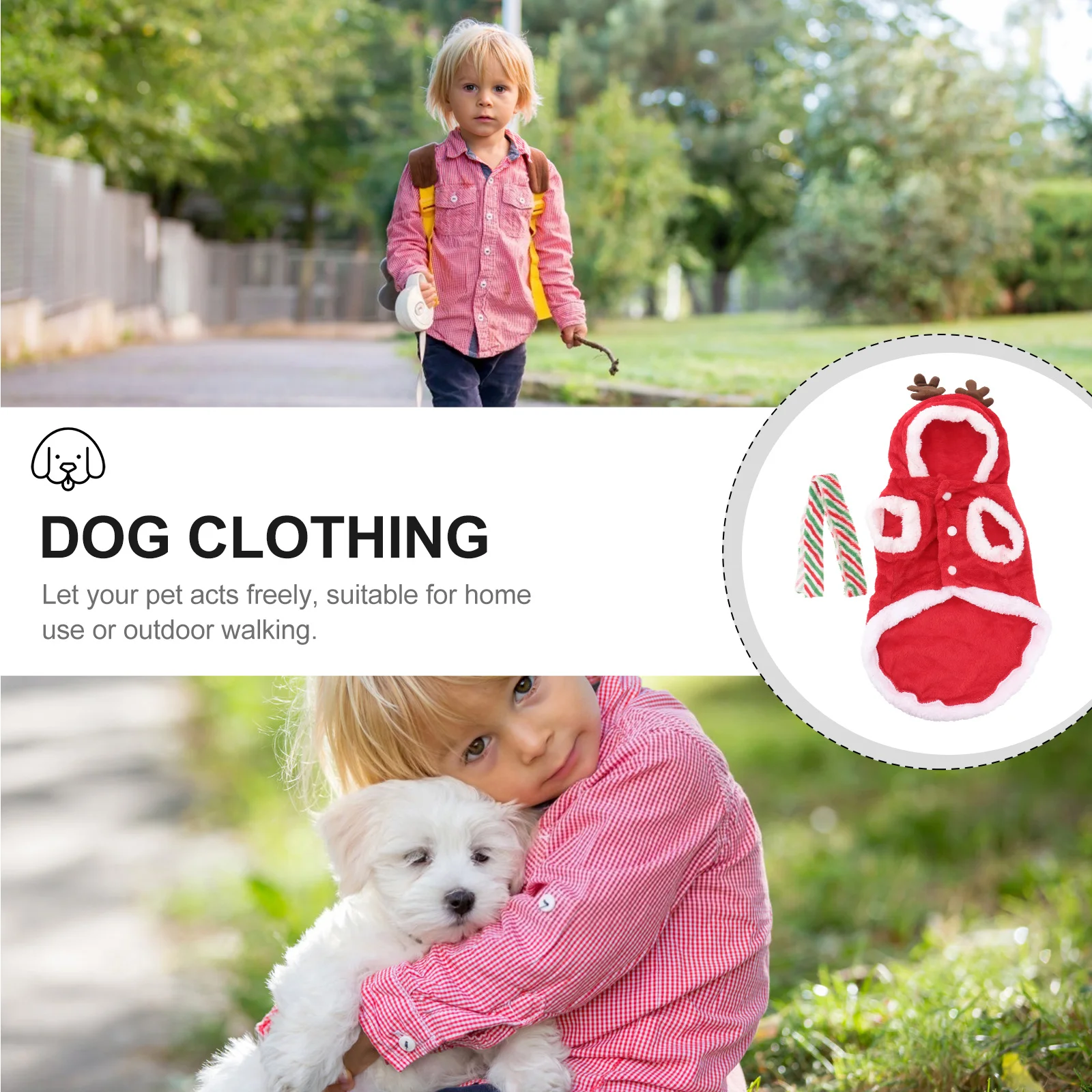 

Christmas Pet Dog Warm Flannel Costume with Elk Design Button Closure Winter Wear for Puppies and Dogs Holiday Party Outfit