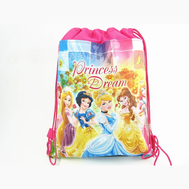 Disney Princess Anime Drawstring Bag Backpacks Cartoon Princess Children Party Gift Bag Kids Travel Backpack Shopping Bag