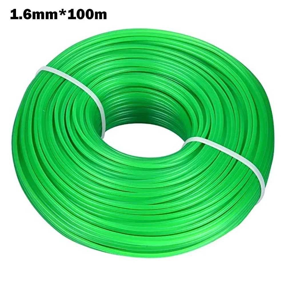 

100M Trimmer Line Green Square Brushcutter Strimmer Trimmer Cord Line Wire 1.6MM For Grass Trimmer Garden Tool Parts