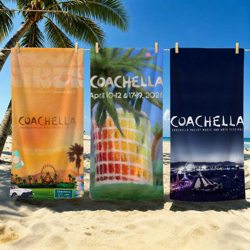 C-Coachella Music Festival Towel Towel Soft Pool Gift For Travel Gym Shower Cool Camping Quick Dry Sports  Large Beach Towel