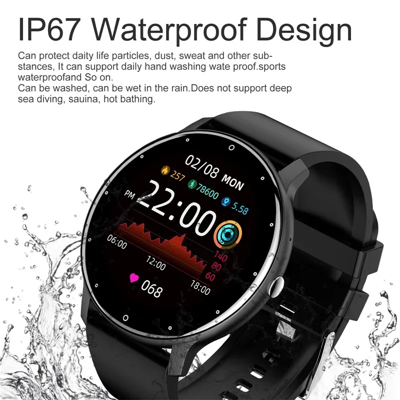 Smart Watch Women Men Full Touch Screen Bluetooth 5.2 Call Waterproof Watches Sports Fitness Tracker Factory IP67 ZL02 New