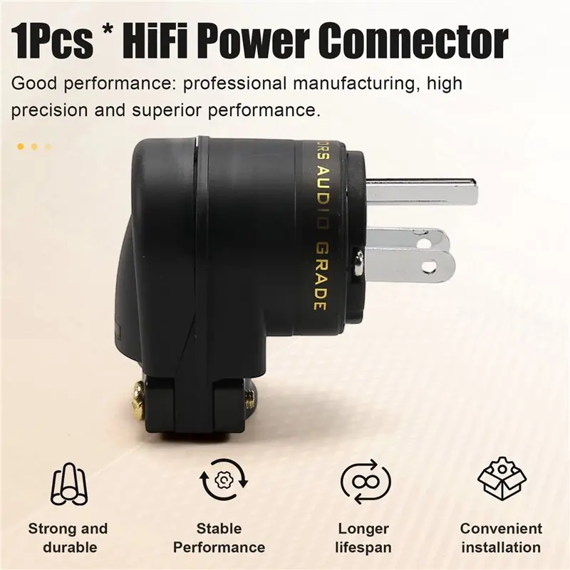 B27B Hifi Power Connector L-Shaped Right Angle Male To IEC C13 Socket Power Plug Rhodium Plating Main Power Adapter US Plug
