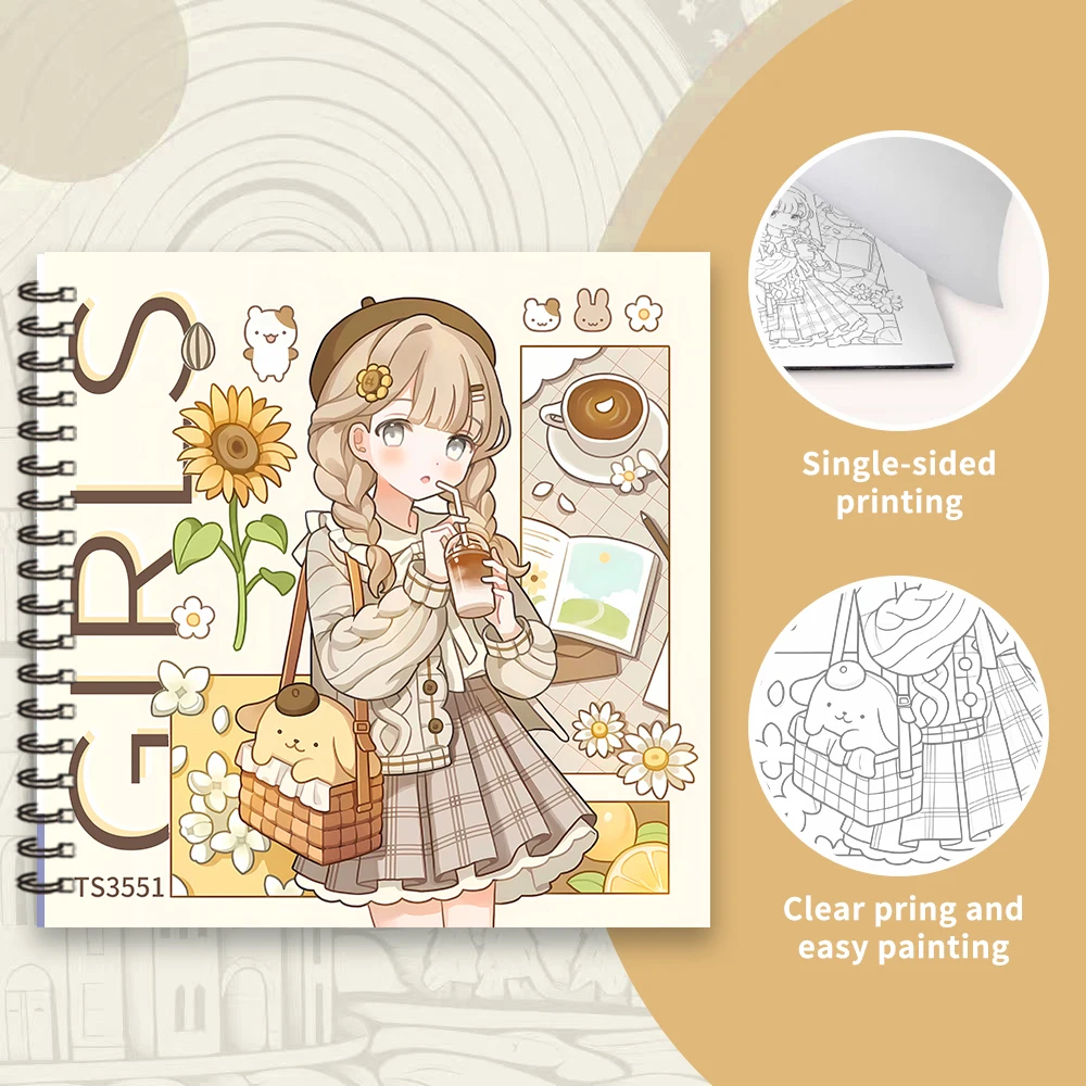 كتاب تلوين كرتوني للبنات، كتاب تلوين للمراهقين، أنماط مختلفة، ورق ثقيل 100 جرام، تخفيف التوتر، هدية عيد ميلاد