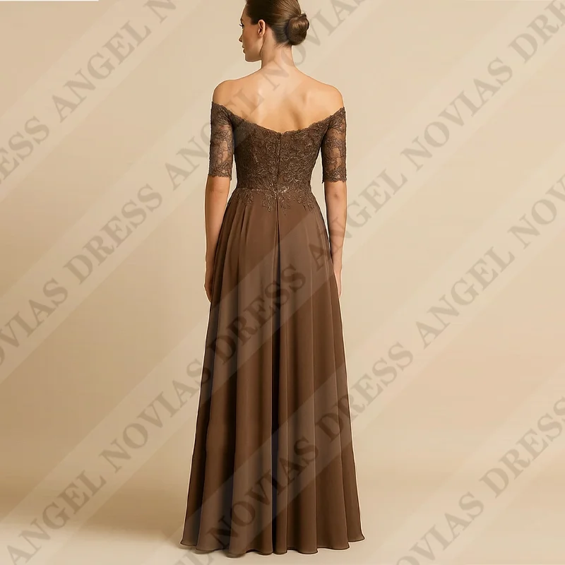 Customized Long Brown Mother of the Bride Dresses with Split Wedding Party Dress robe de soirée mariage