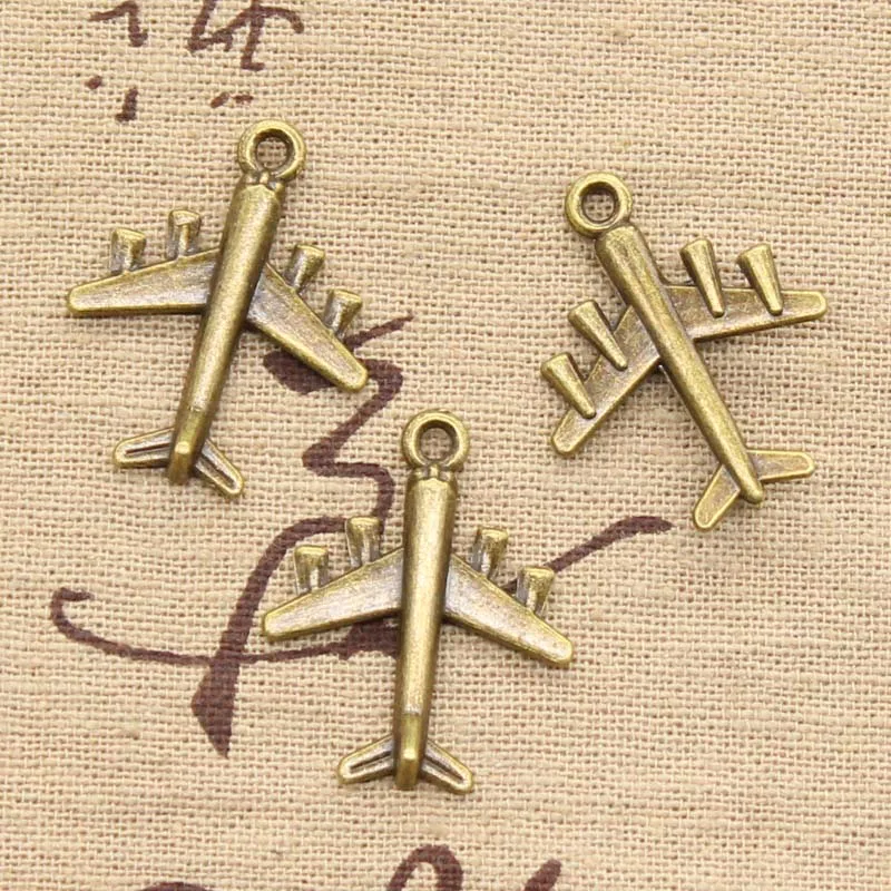 15pcs Charms Airplane Plane 27x21mm Antique Bronze Silver Color Pendants Making DIY Handmade Tibetan Bronze Silver Color Jewelry
