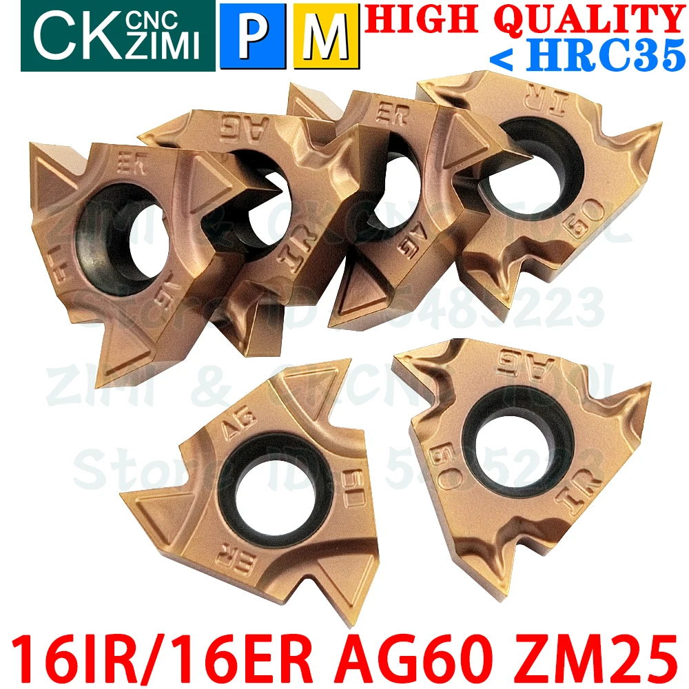 16IR AG60 ZM25 16ER AG60 ZM25 Insertos de carburo de Insertos de torneado roscados de rosca externa interna Herramientas Herramientas de torno de metal 16IR/16ER AG 60 para portaherramientas de rosca SNL SNR SER SEL