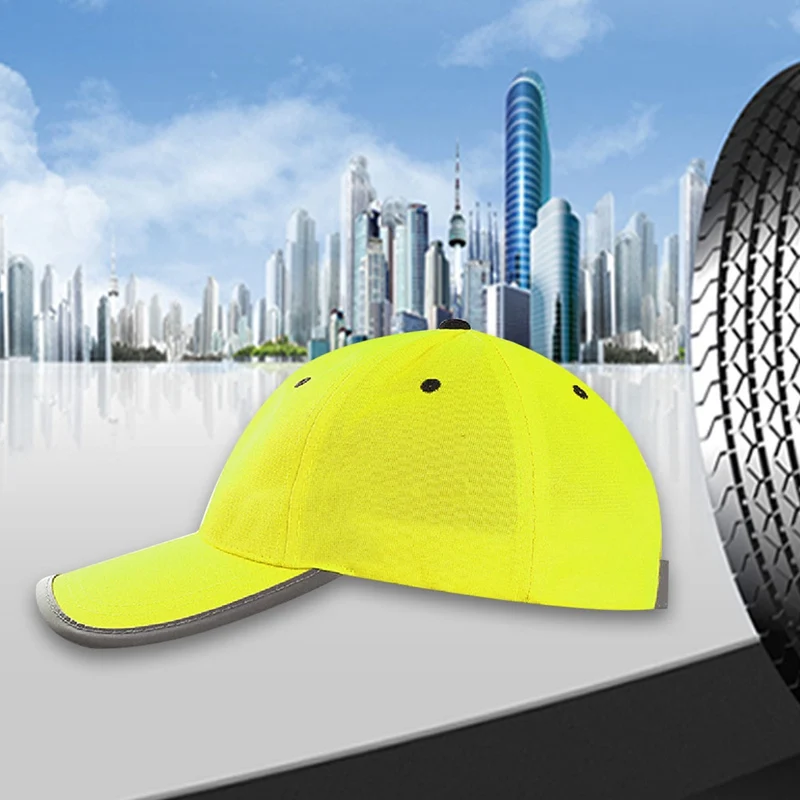 Gorra de béisbol reflectante de alta visibilidad, gorro de seguridad amarillo, casco de seguridad para el trabajo, lavable, gorra de tráfico de