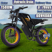 COSWHEEL GT20 MAX E-bike 1500W Motor 60V40AH Dual Battery Hydraulic Brake Electric Bike Motorcycle 20 Fat Tire Electric Bicycle