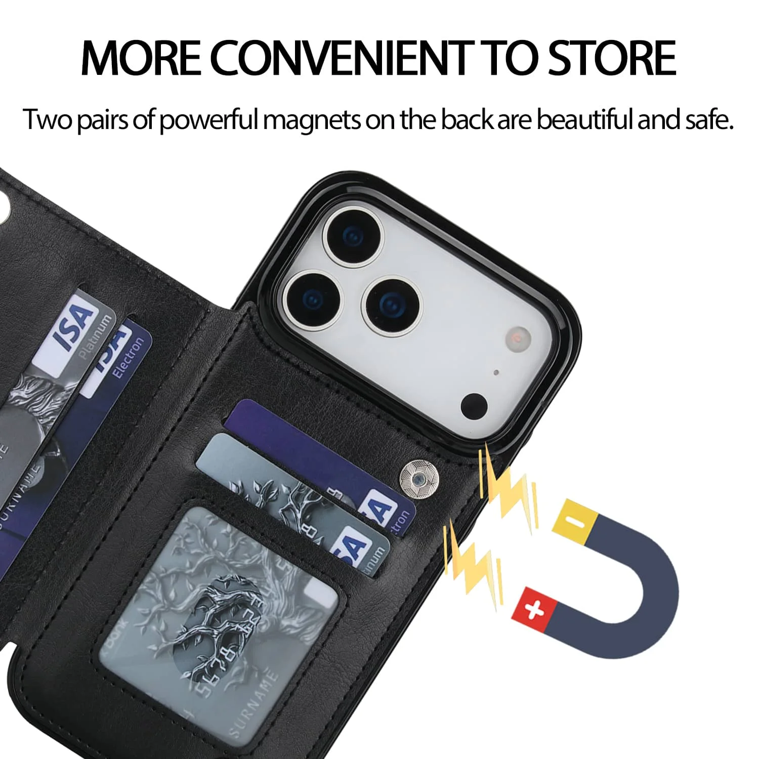 For iPhone 18 Pro/17 Pro Max/17eAir Wallet Case With Card Holder,PU Faux Leather Kickstand Card Slots Case,Double Magnetic Clasp