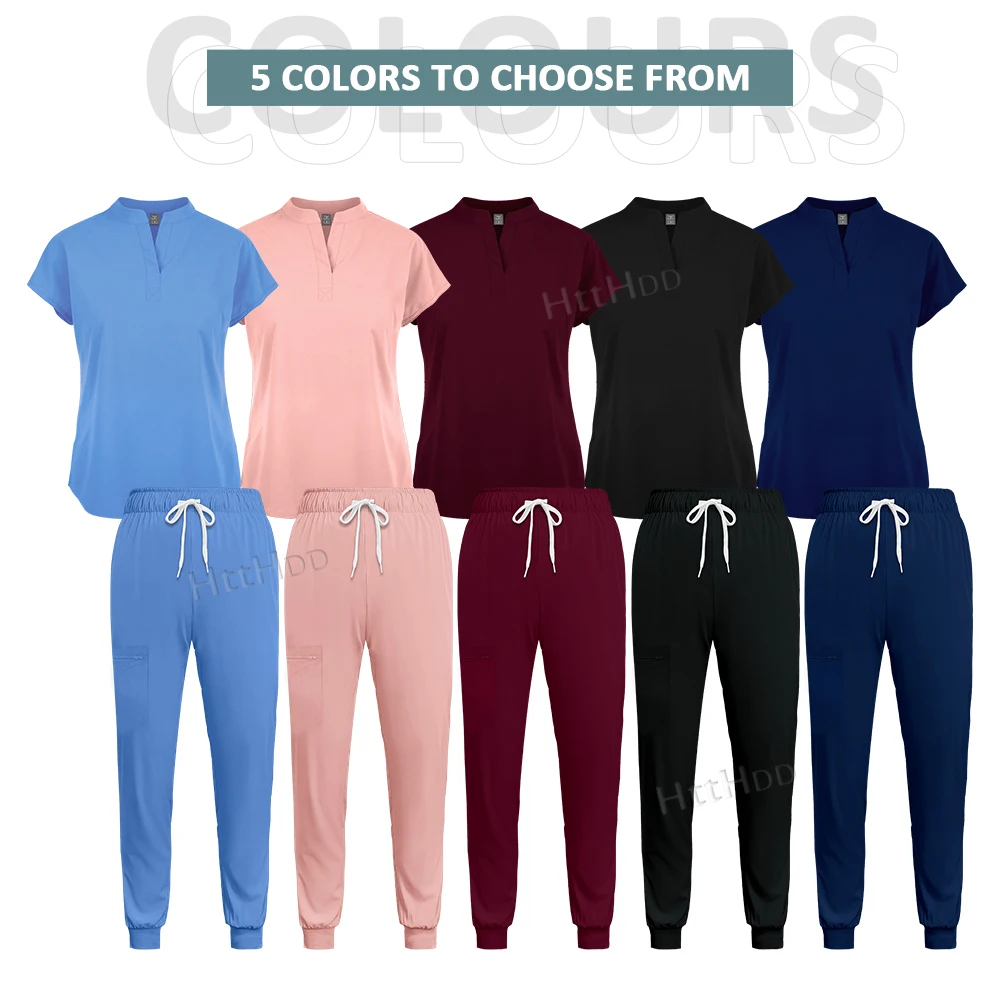 Women Scrubs Nurse Uniforms Set Joggers Pants Sets Uniform Nursing Articles Healthcare Pharmacy Beauty Salon Pet Clinic Workwear