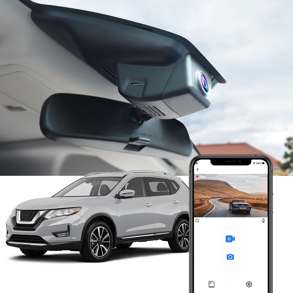 Car DVR for Nissan Rogue 2017 - 2020, Fitcamx 4K Dash Cam, Wireless WiFi Connect Camera