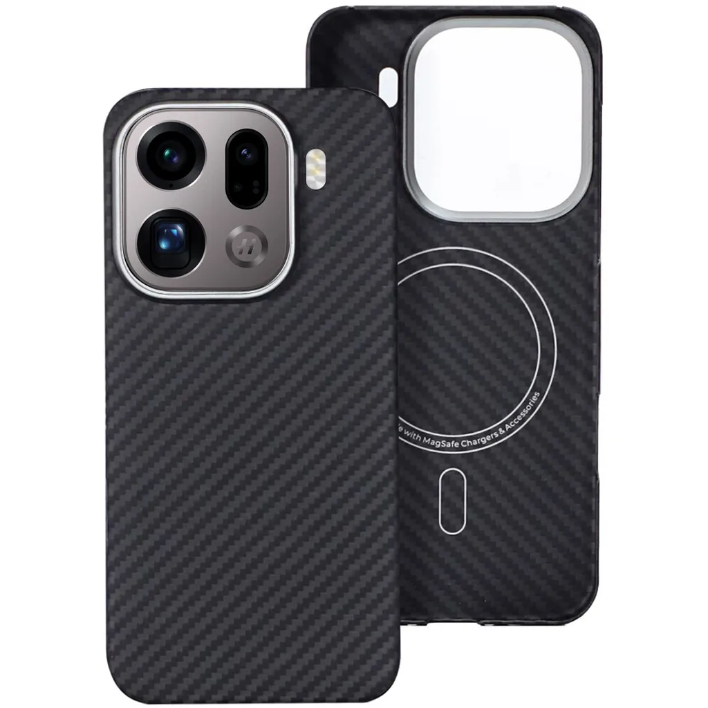 

Оригинальный чехол из настоящего карбона с магнитной фиксацией для OPPO Find X9 Pro, со встроенным металлическим кольцом для камеры, тонкий, легкий, из арамидного волокна