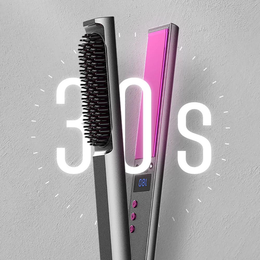 3 في 1 مكواة فرد الشعر للسفر المهنية كبيرة السيراميك PTC التدفئة حديد مسطح أربعة والعتاد تعديل درجة الحرارة الأيونية 60 واط