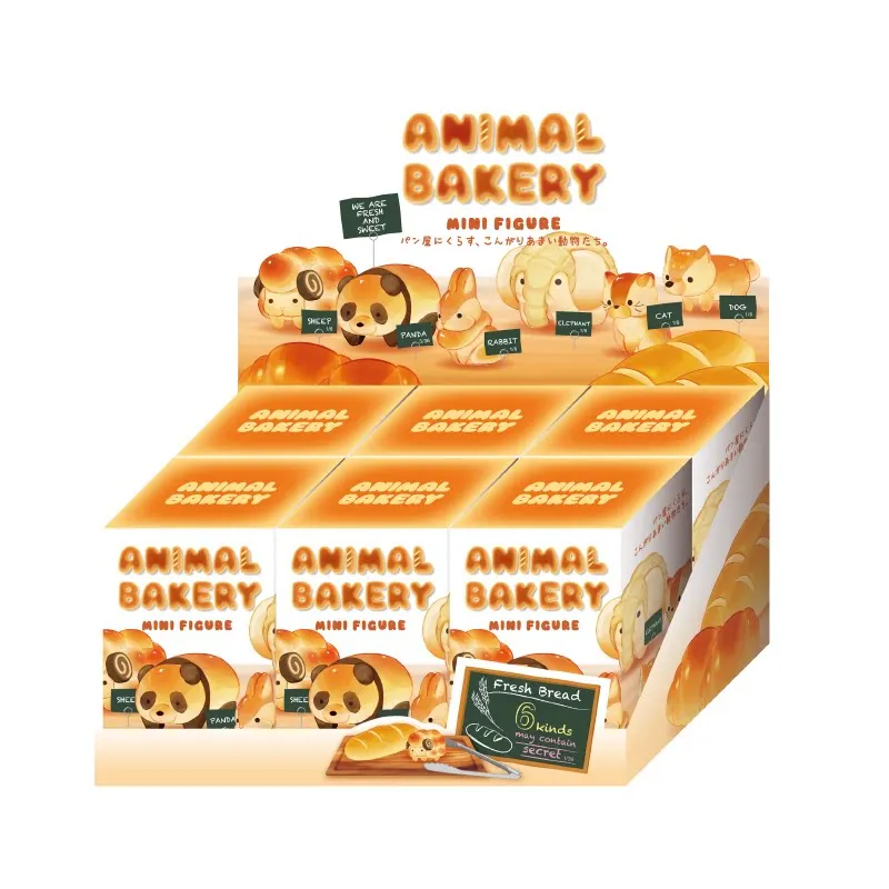 

6Pcs Kawaii Animal Bakery Mini Figure Blind Box Mystery Box Cute Bread Animals Pvc Action Figures Desktop Ornament Surprise Toys