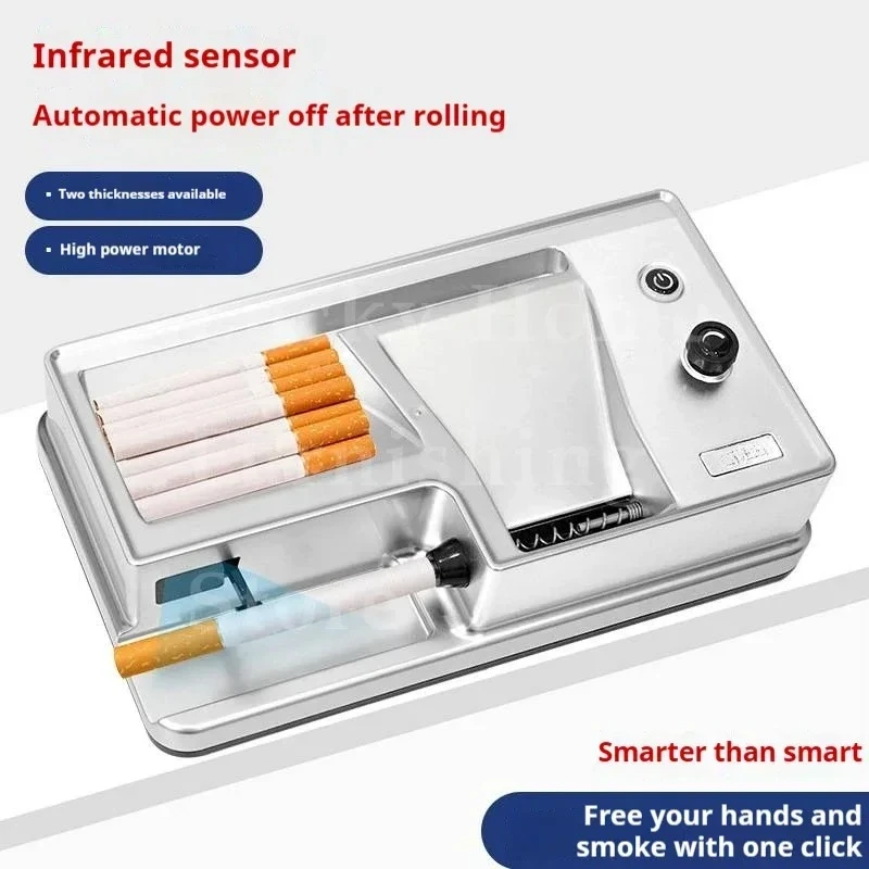 

Automatic Electric Cigarette Rolling Machine with 6.5/8mm Injector, Tobacco Grinder & Filler, Fast Rolling, Smoking Accessories