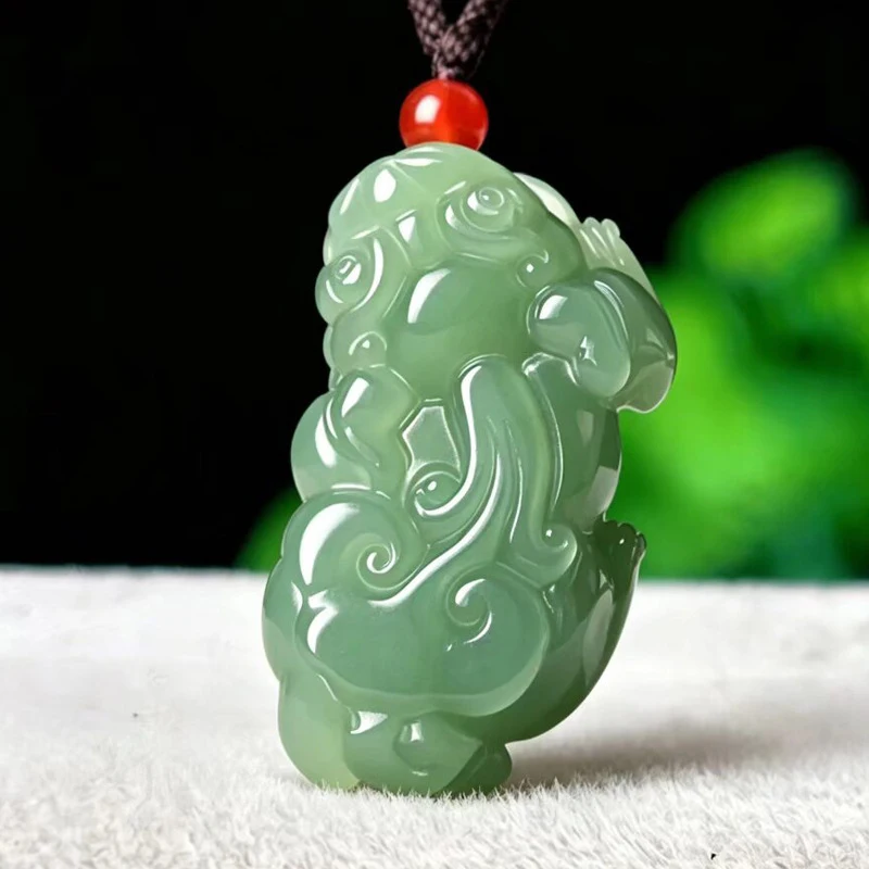 

Hetian , men's and women's necklace, Qinghai Pixiu pendant, green jade plaque