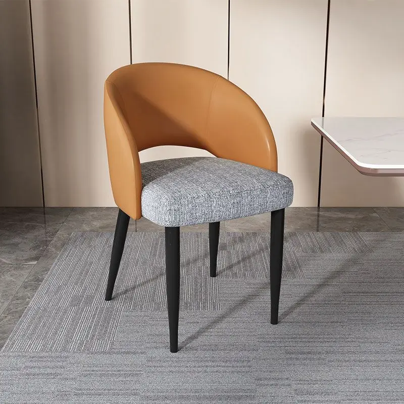 Nordic Home Dining Chair Modern Light Luxury Leather Fabric Seat with Backrest Creative Negotiation Stool Living Room Chair