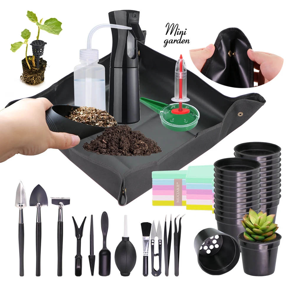 

Succulent Tools Kit 40PCS Mini Garden Plant Accessories Indoor Gardening Hand Tools Repotting Mat Gardener Gift Seedlings Care