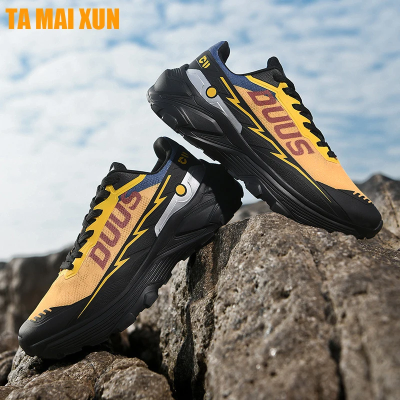 Mens Teenagers Sports Shoes Men's New Lightweight Soft Sole Shock-absorbing Breathable Marathon Mesh Professional Running Shoes