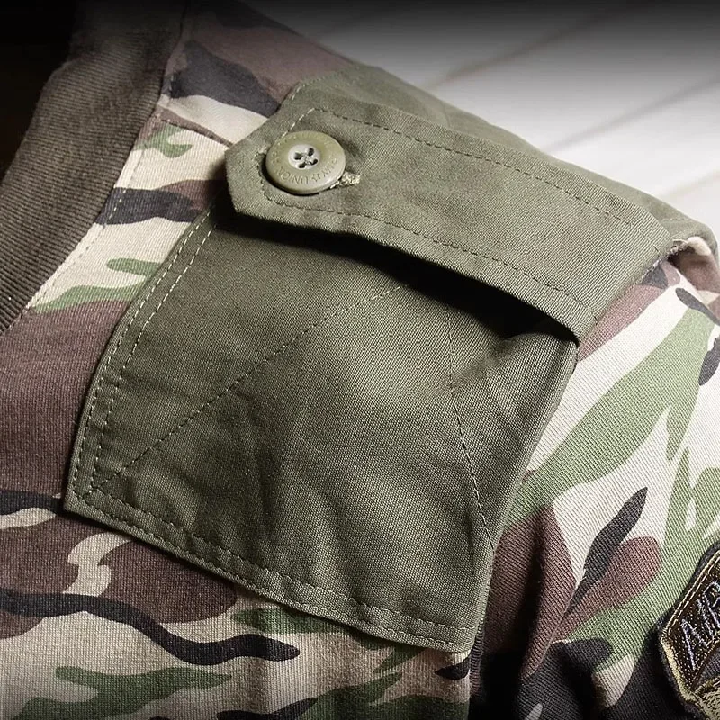 Summer Cotton Tactical T-shirts Men Vintage Airborne Short Sleeved Outdoor T Shirt Breathable Embroidery Pockets O Neck