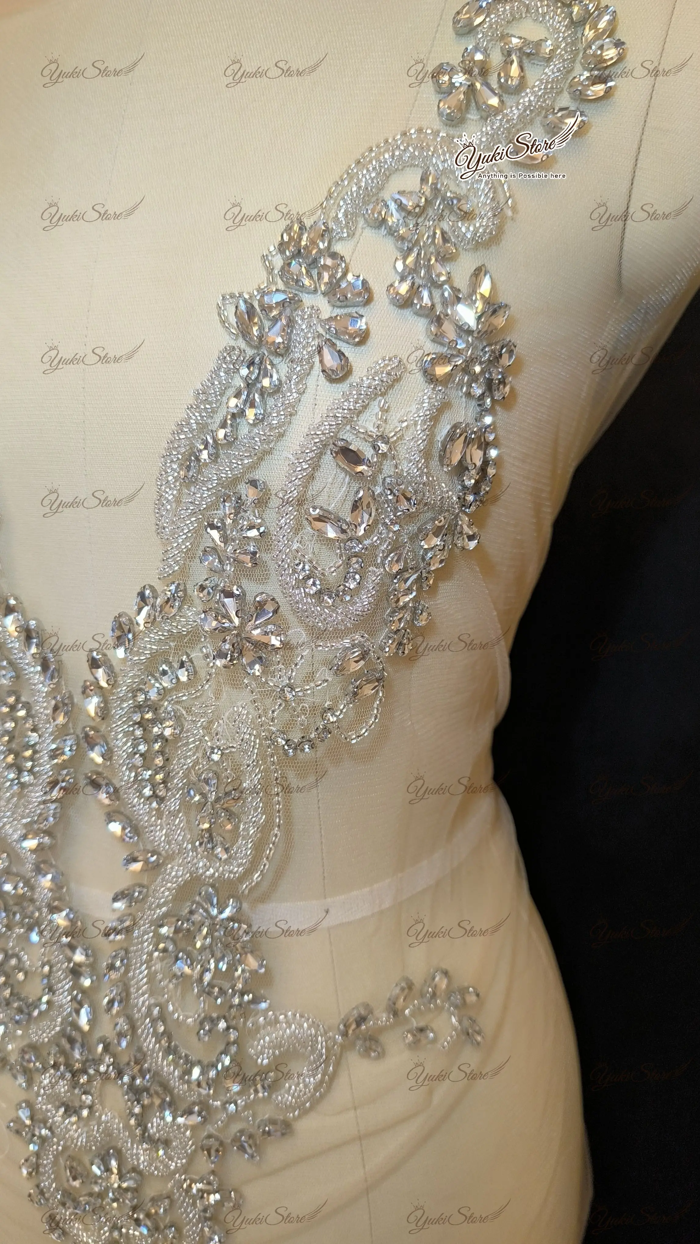 Silber handgemachte bling bling Party Abschluss ball Frauen Kleid verziert Kristall Panel Mieder und V-Form Strass Applikationen jy079