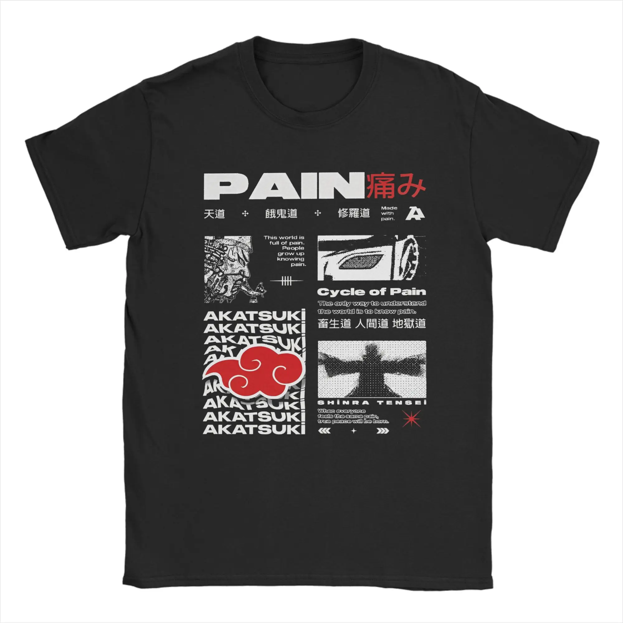 

Naruto Pain Doctrine T-Shirt Men's Cotton Clothes Funny Crewneck Short Sleeve