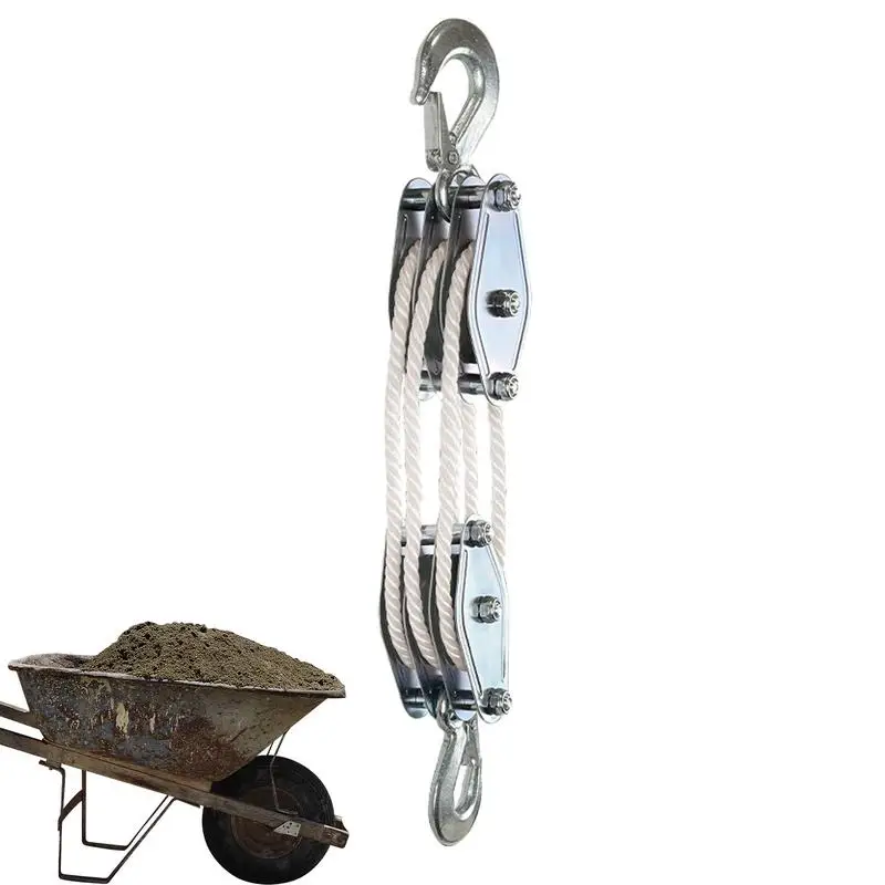 Block And Tackle Rope Pulley Hoist With 6:1 Lifting Power Multifunctional Heavy Duty Pulley System With 2200 Lbs