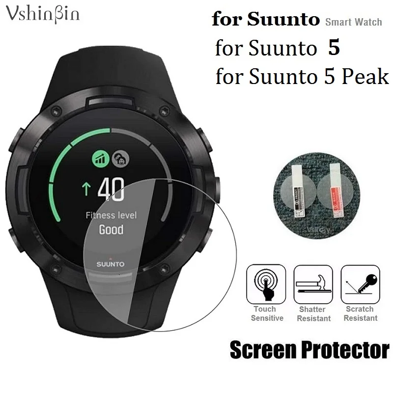 5PCS Screen Protector for Suunto 5 Peak Round Smart Watch HD Clear Tempered Glass Anti-Scratch Protective Film for SUUNTO 5