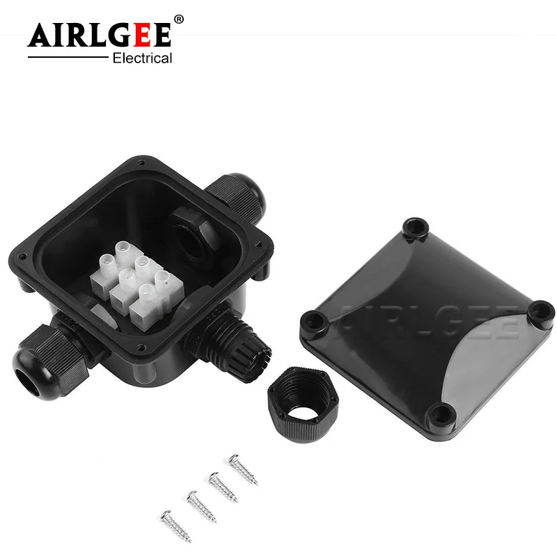 IP68 3 Pin 3 Way Outdoor Waterproof ABS Plastic Electrical Cable Junction Box Connector T Shape Cable Connector