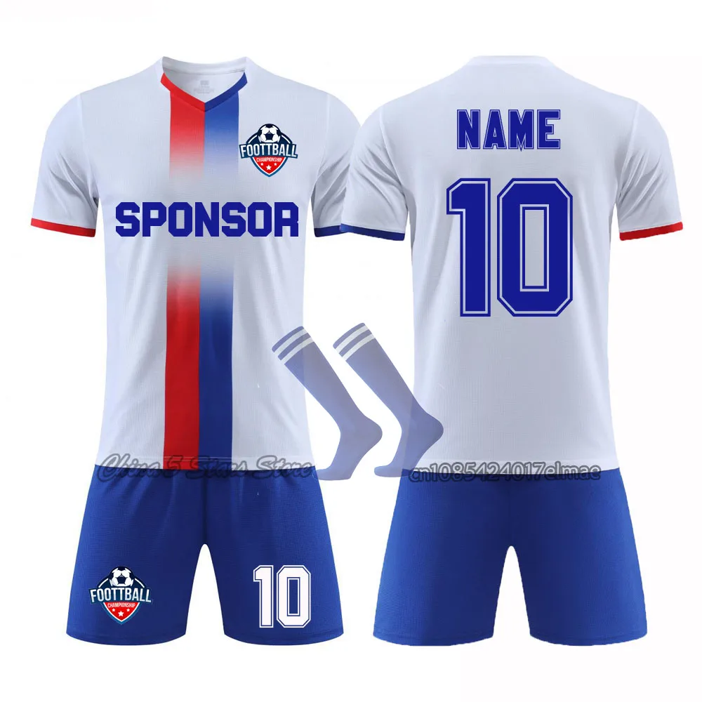 

Free Print Name Number!Men Football White Jersey Set 2025 Kids Soccer Uniforms Team Jersey Boys Sports Set Youth Training Suit