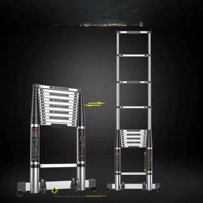 

Aluminum alloy telescopic ladder, straight ladder One-word long Simple small staircase Shrinkage project Attic