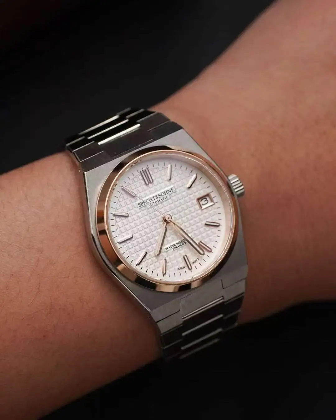 Specht&Söhne Luxus-Business-Herrenuhr, japanisches 8215 mechanisches Uhrwerk, 316 Edelstahl, Saphirglasspiegel, wasserdichte Uhr