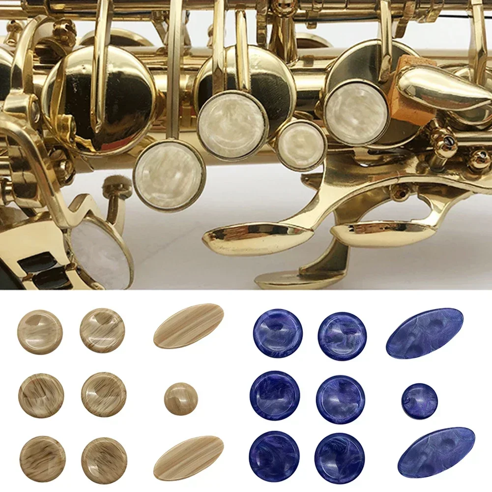 Boutons de clé de Saxophone, incrustation, marron, facile à installer, ovale, petit, grand, rond, bleu, pour Alto, 100%