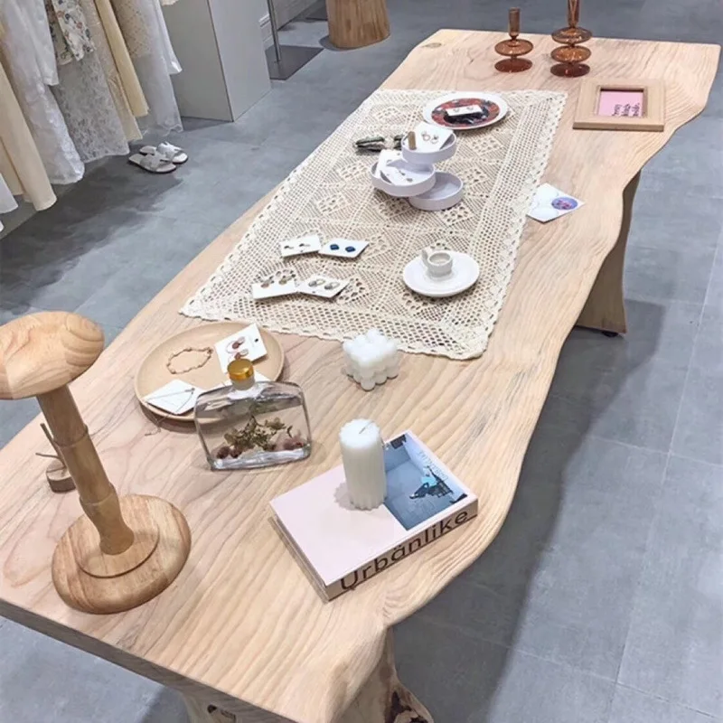 

Solid wood board pine whole log irregular natural edge whole board bar table large board tea conference table panel wholesale