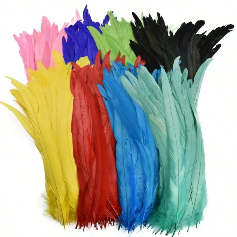 

100pcs Rooster Tail Feathers 25-30 Cm Costume Decoration Performance Wedding and Crafts Decoration Sewing Feathers