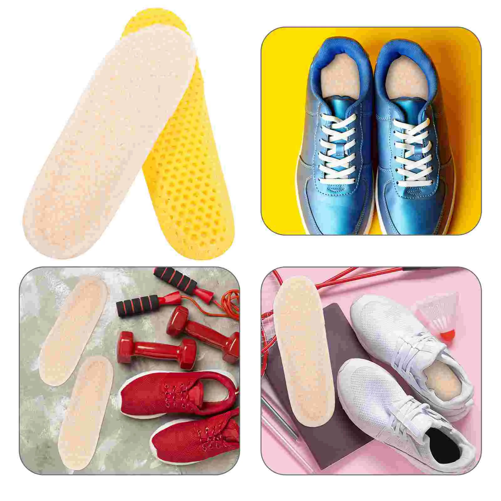 

2 Pair Climbing Shoe Inserts Winter Insoles Arch of Foot Warm Thickened Beige Pads